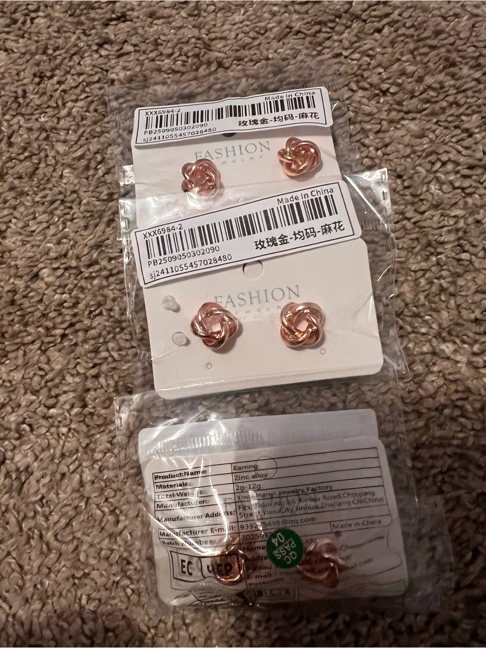 Rose Knot Stud Earrings - Rose Gold